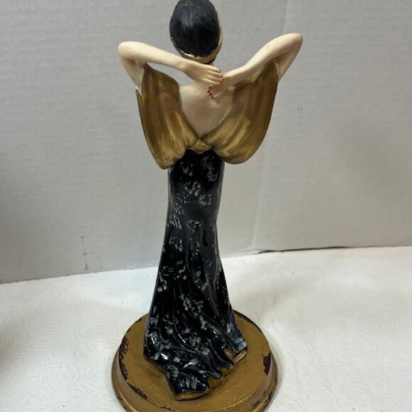 VTG Hand Painted Burlesque Dancer Roaring 20's Style Statue Figurine 11" Tall - Picture 5 of 16